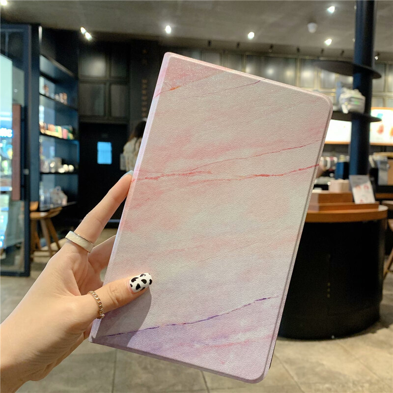 Samsung Galaxy Tab A 10.1 2019 SM-T510 SM-T515 Hard Marble Pattern PC Cover Case+Pen
